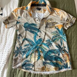 Men's Tropical Print Casual Button Down Shirt - Multicolor